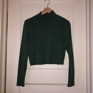 Aritzia Wilfred Free Tamu Ribbed Green Turtleneck Sweater -- Women's Size Medium